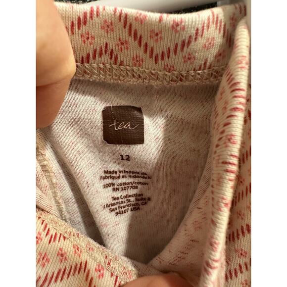 Tea Leggings Slim Fit Pink Red Geometric Chevron Stripes 100% Cotton Size 12Y - Picture 3 of 5